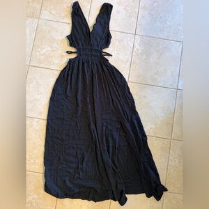 Arden B Black Halter Maxi Dress with Smocked Waist